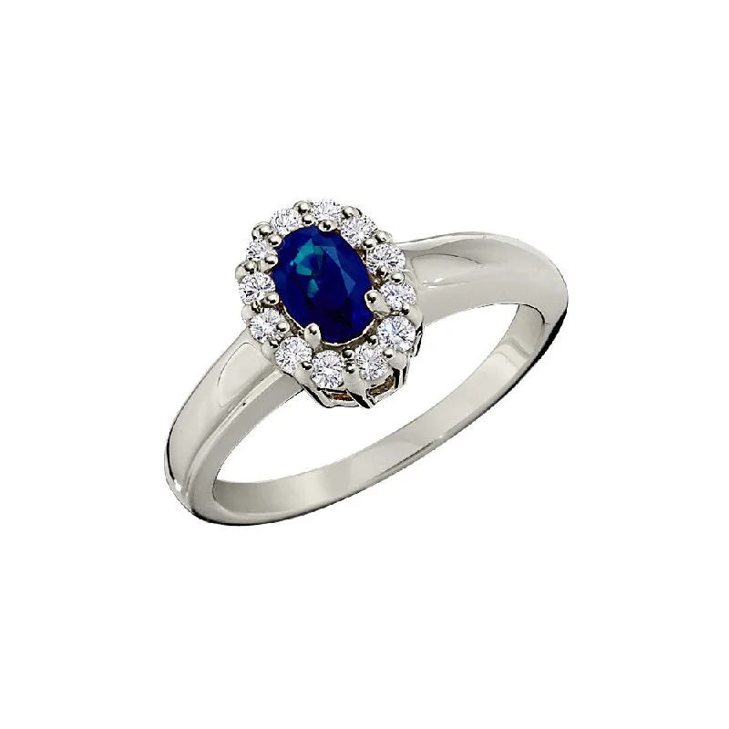 Sapphire and Diamond Halo Ring