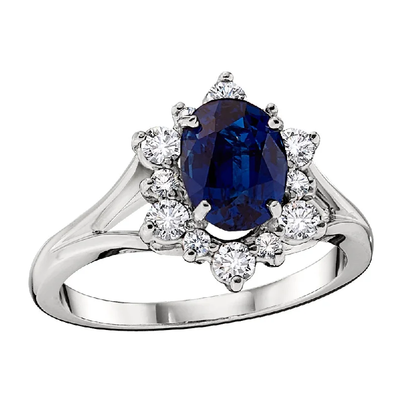 Split Shank Sapphire Halo Rings