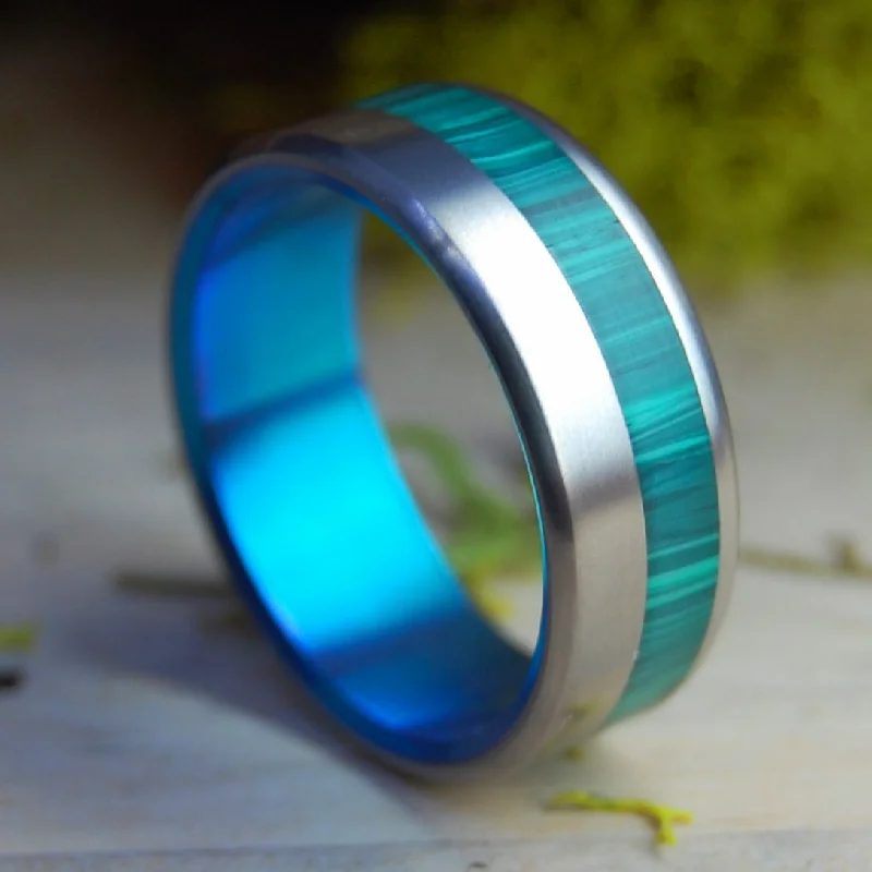 Sea Reeds | Men's Sea Reeds, Malachite Stone & Titanium Wedding Ring