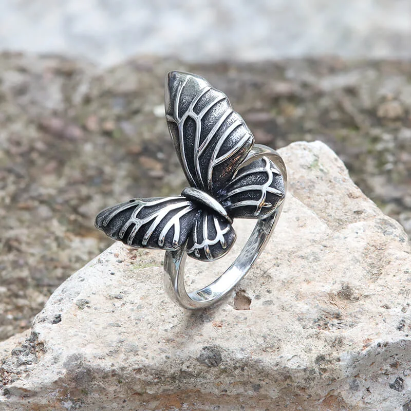 Vintage Butterfly Stainless Steel Animal Ring