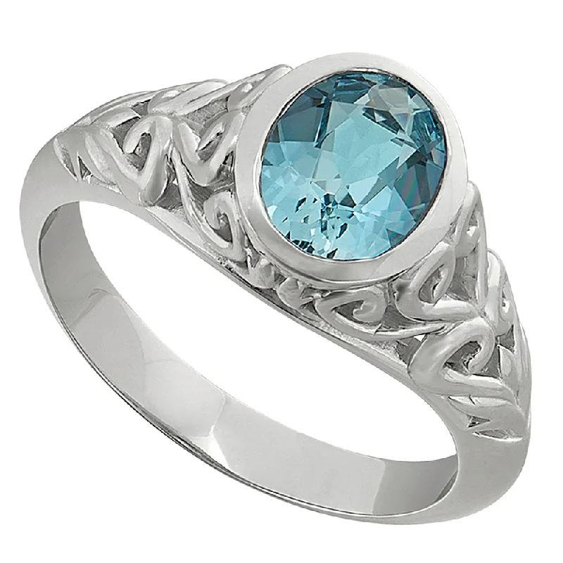 Filigree Aquamarine Ring - Medium