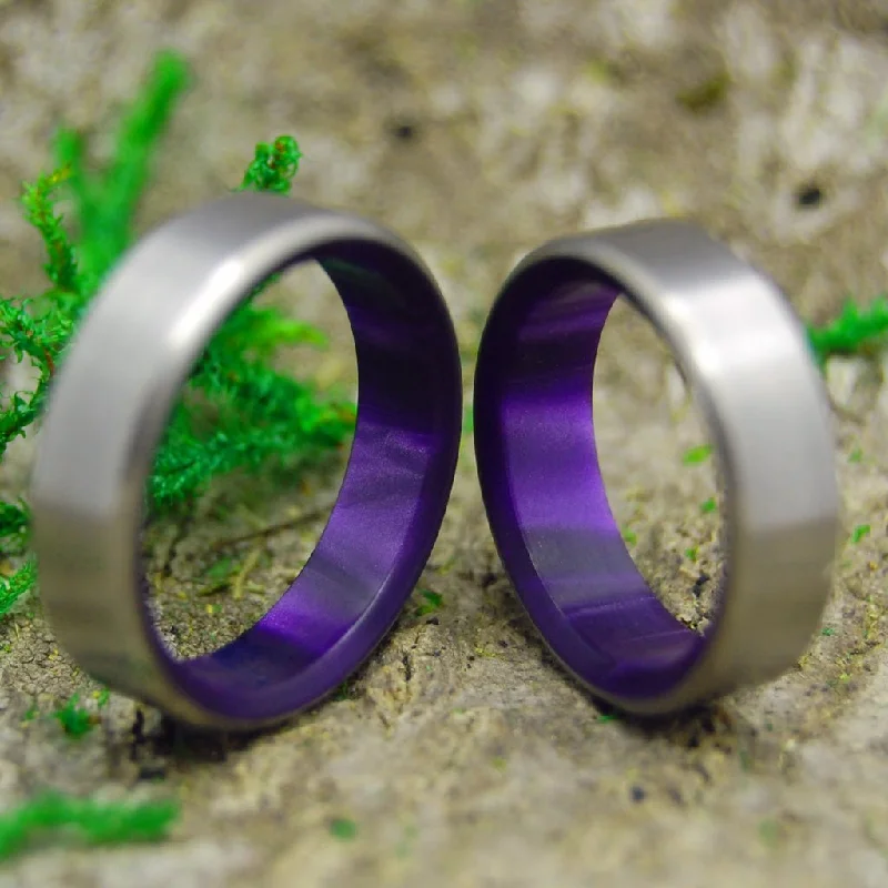 Royal Swim In | Purple Marbled Resin & Titanium - Unique Wedding Ring