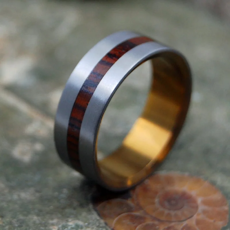 When Lightning Strikes Satin | Men's Cocobolo Wood & Satin Wedding Ring