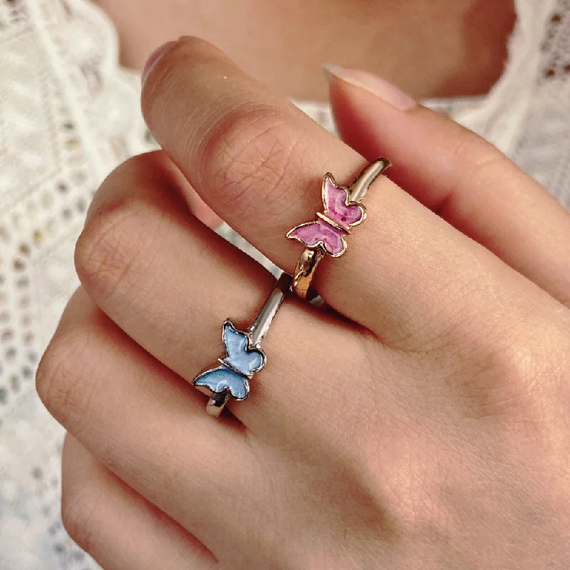 Wholesale Drip Butterfly Vintage Alloy Rings