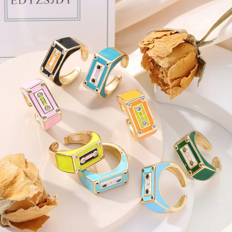 Wholesale Drip Radio Gold Plated  Adjustable Alloy Rings