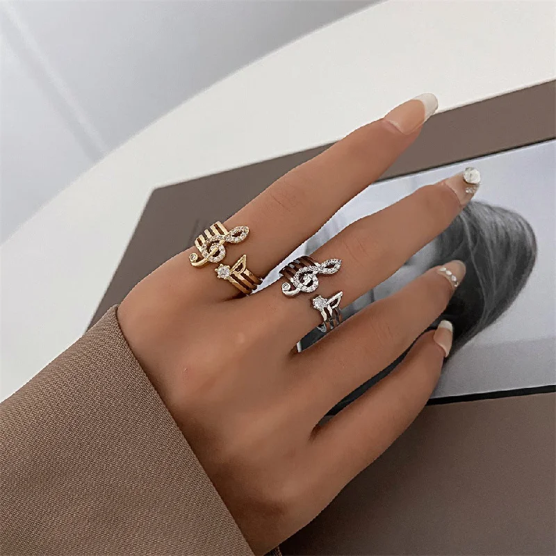 Wholesale Zircon Inlaid Musical Symbols Alloy Rings