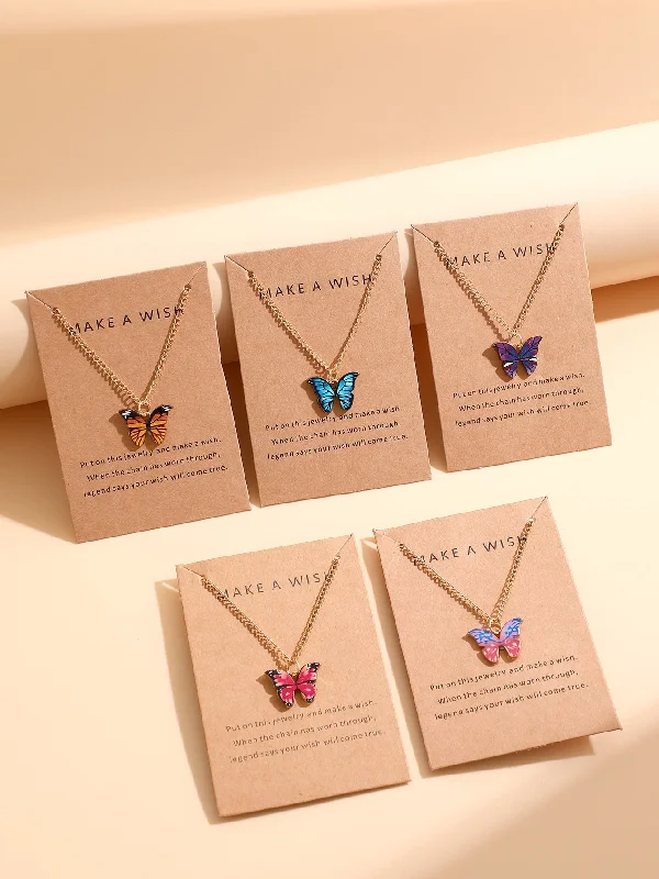 5pcs Butterfly Pendant Necklace