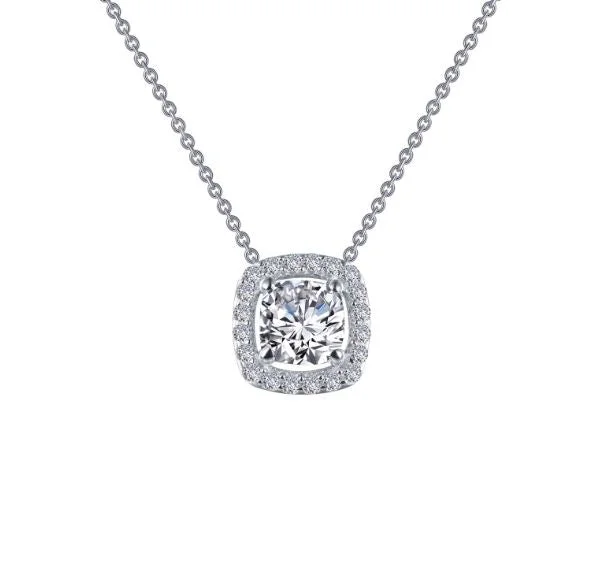 Cushion-Cut Halo Necklace