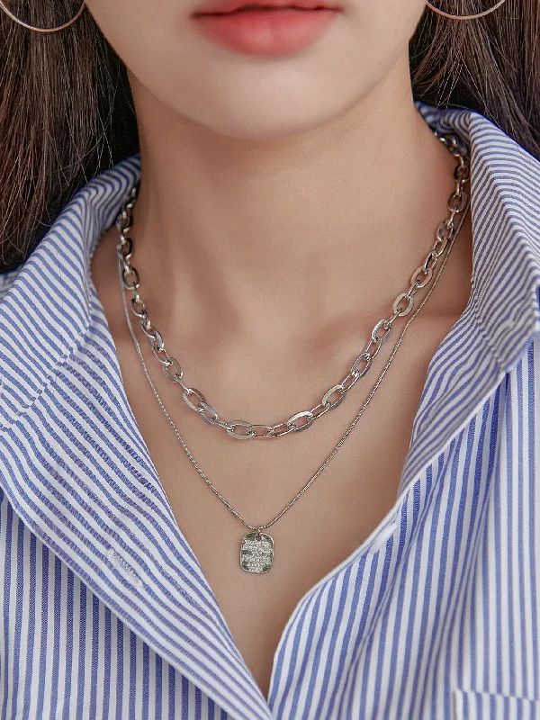 DAZY Geometric Charm Layered Necklace