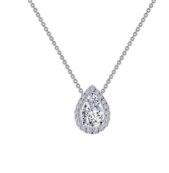 Pear-Shaped Halo Necklace