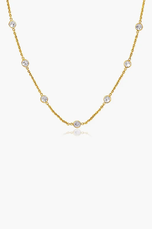 14k Gold CZ Long Links Necklace