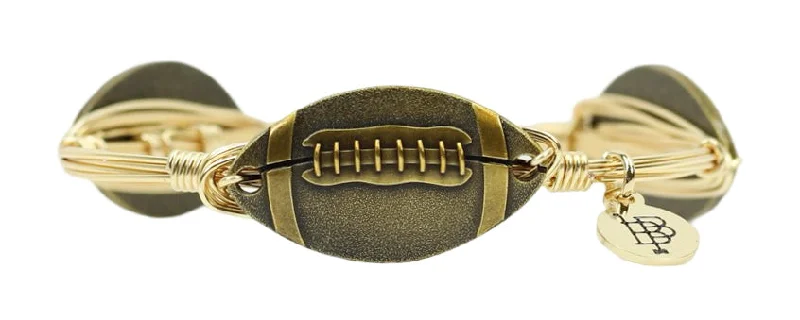 Antique Gold Football Bangle Bracelet