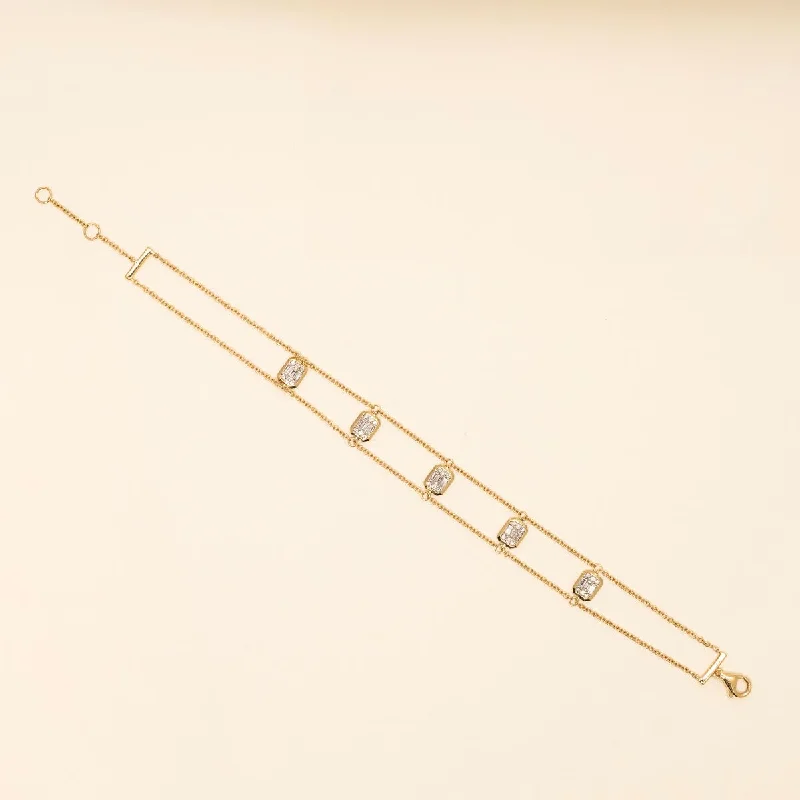 Baguette and Round Diamond Link Bracelet in 14kt Yellow Gold (1/3ct tw)