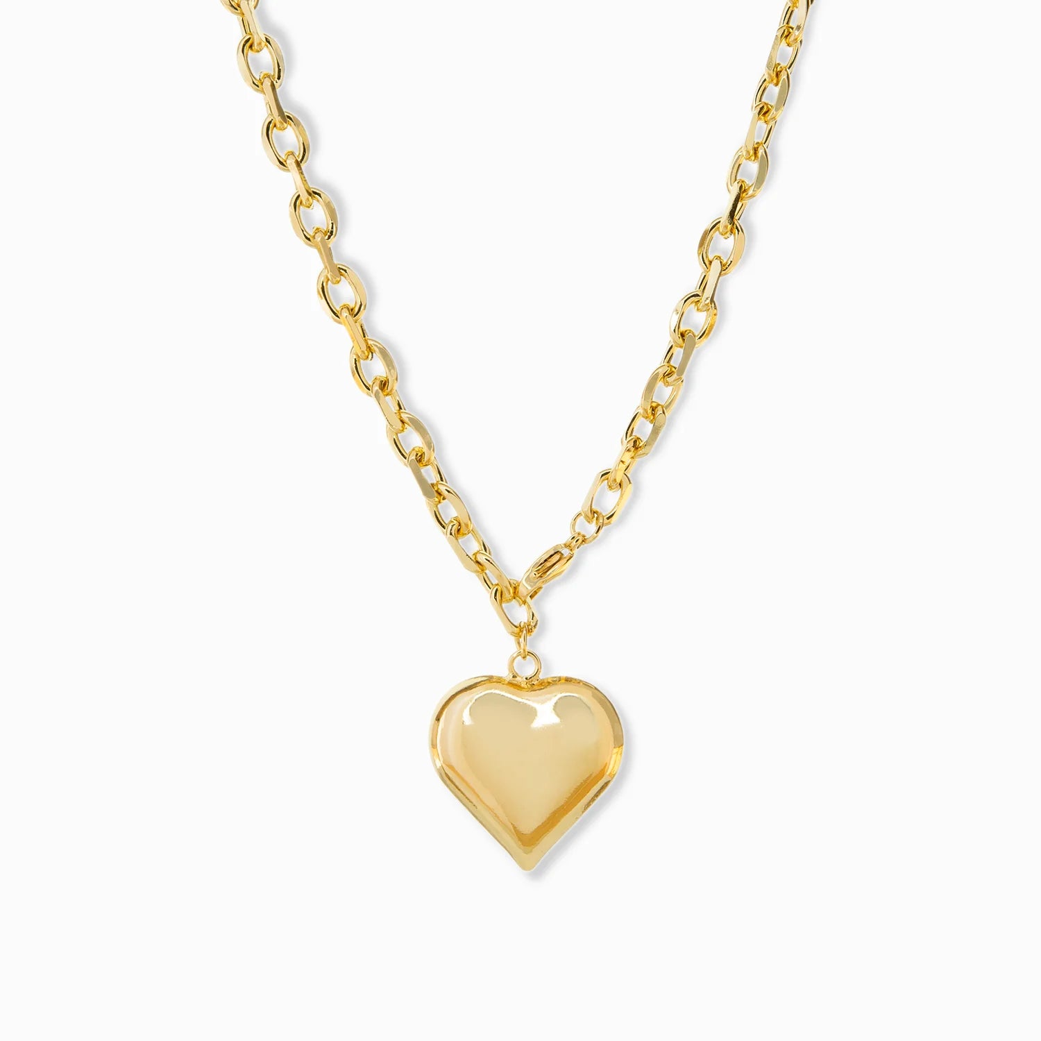 Cable Chain Necklace with Large Heart Charm