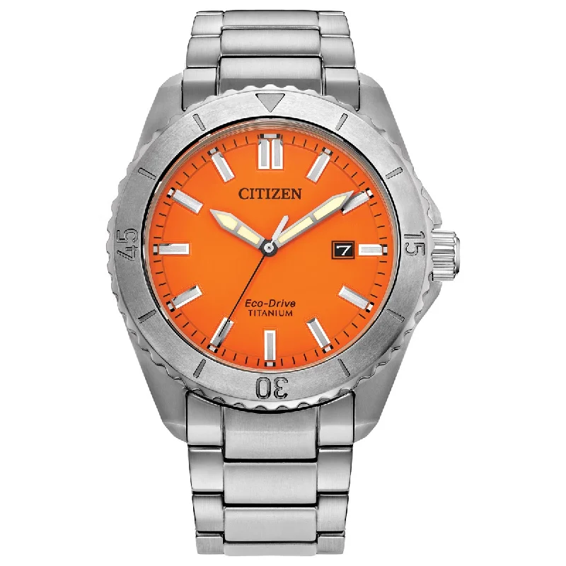 Citizen Brycen Mens Watch with Orange Dial and Super Titanium™ Bracelet (eco-drive movement)