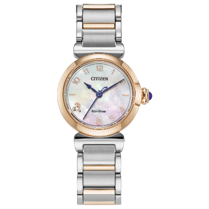 Citizen L Mae Womens Watch with Mother of Pearl Dial and Gold Toned Stainless Steel and Stainless Steel Bracelet (eco-drive movement)