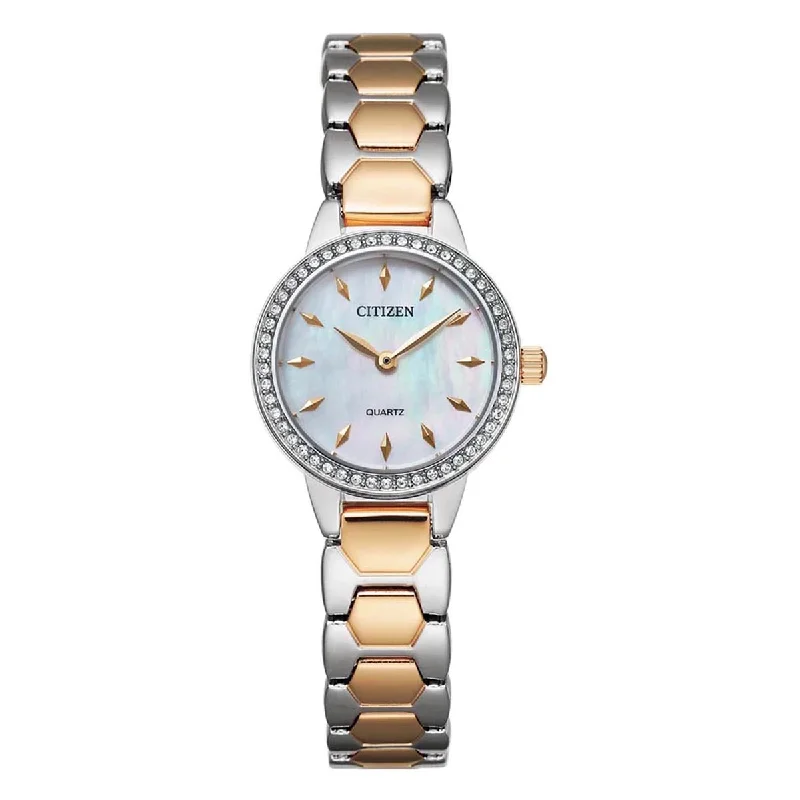 Citizen Ladies Watch with Mother of Pearl Dial and Stainless Steel and Yellow Gold Toned Bracelet (quartz movement)