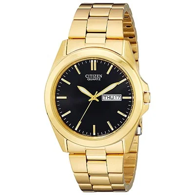 Citizen Mens Watch with Black Dial and Yellow Gold Toned Bracelet (quartz movement)