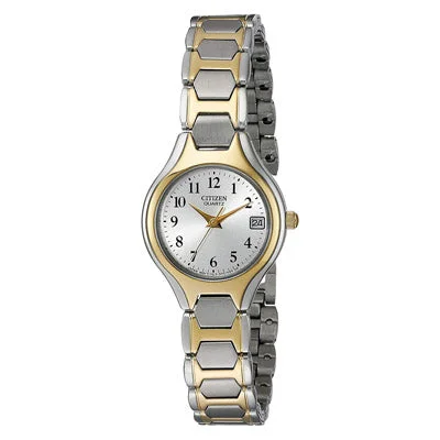 Citizen Womens Watch with White Dial and Stainless Steel and Yellow Gold Toned Bracelet (quartz movement)