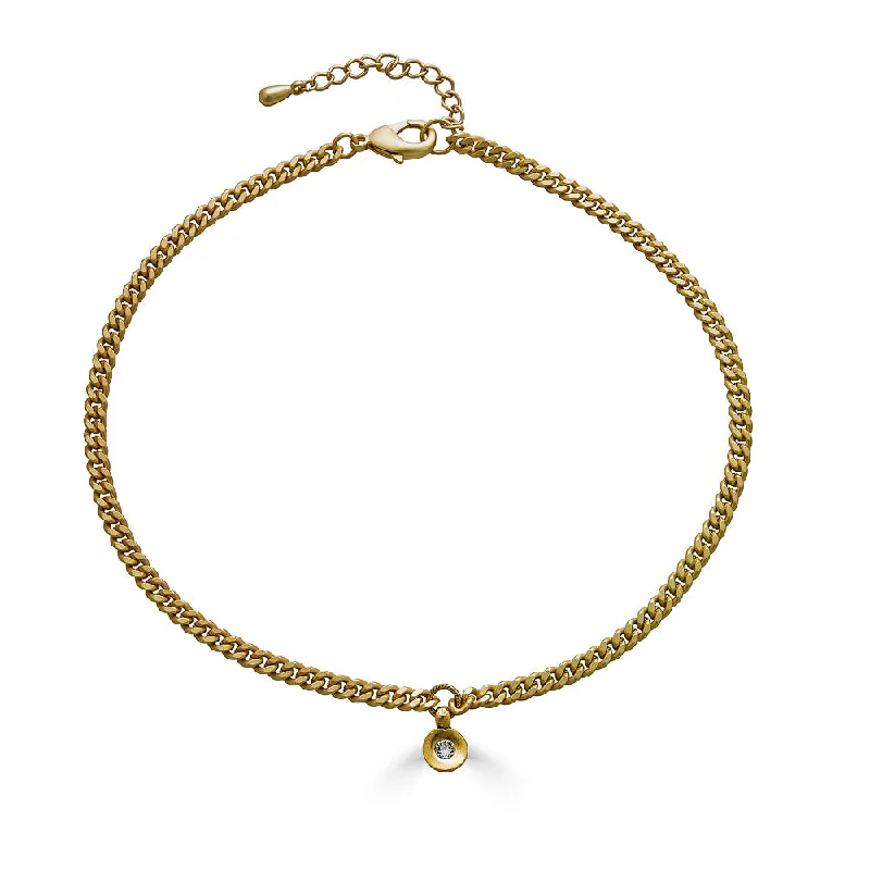 Modern Curb Chain Crystal Disc Necklace