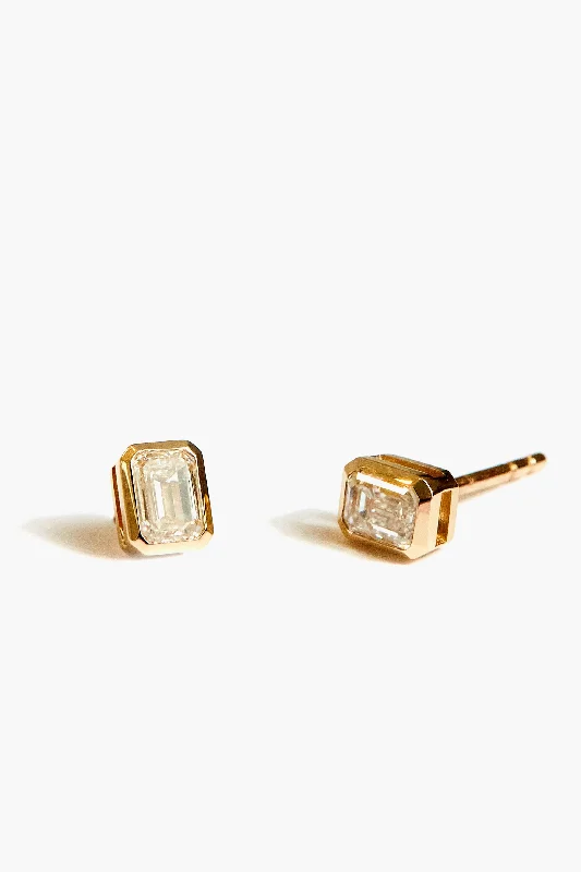 Diamond Emerald Cut Studs