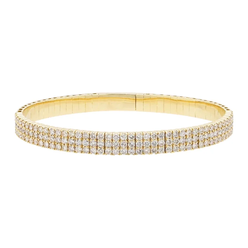 Diamond Three Row Flex Bracelet in 14kt Yellow Gold (3.78ct tw)