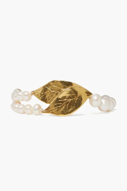 Falling Leaf Bracelet White Pearl