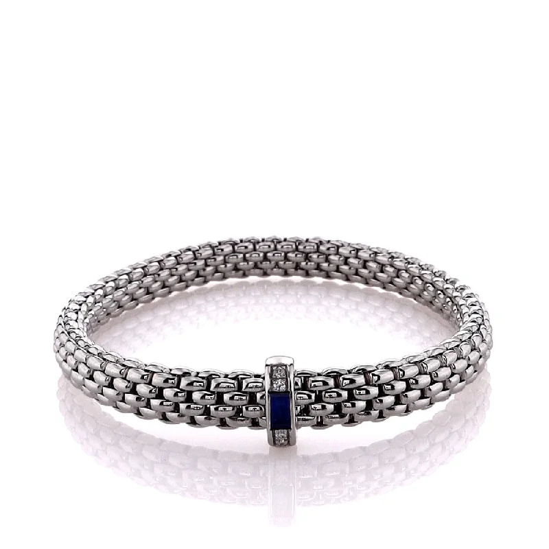 Fope 18k White Gold Blue Sapphire and Diamond Bracelet