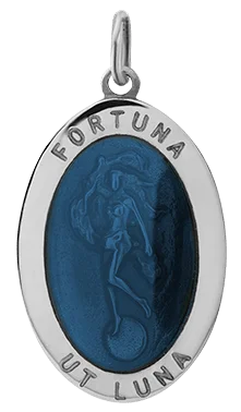 Fortuna Pendant w/Blue Enamel, Sterling Silver