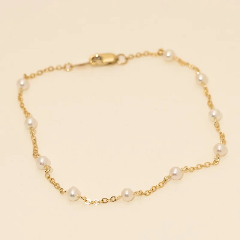 Freshwater Pearl Beaded 7" Bracelet in 14kt Yellow Gold (3mm)