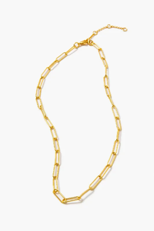 Gold Thin Paperclip Chain Link Necklace