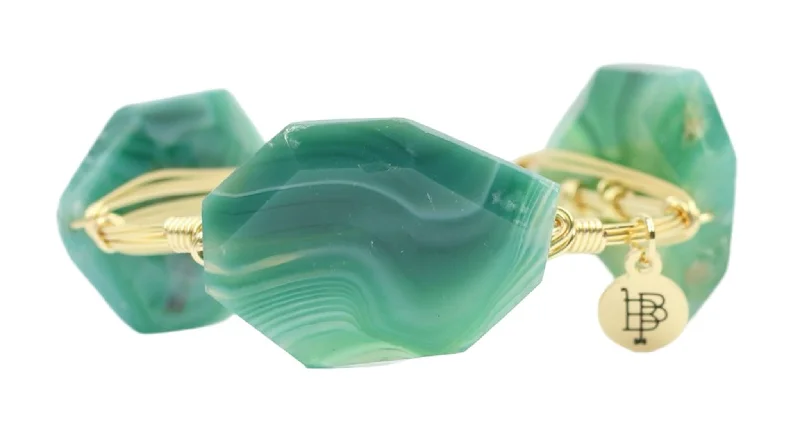 Green Agate Bangle Bracelet