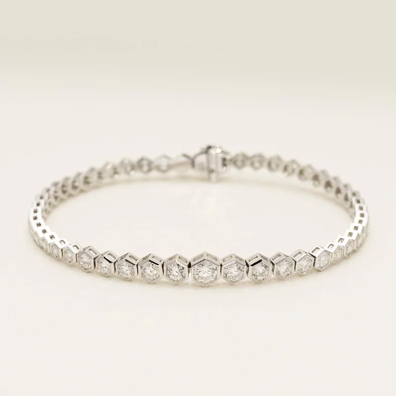 Hexagon Collection Diamond Bracelet in 18kt White Gold (3 1/10ct tw)