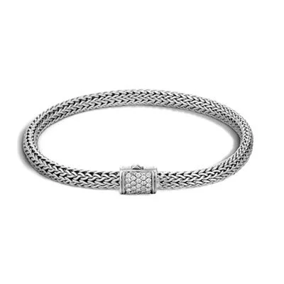 John Hardy Classic Collection Chain Bracelet with Diamonds in Sterling Silver