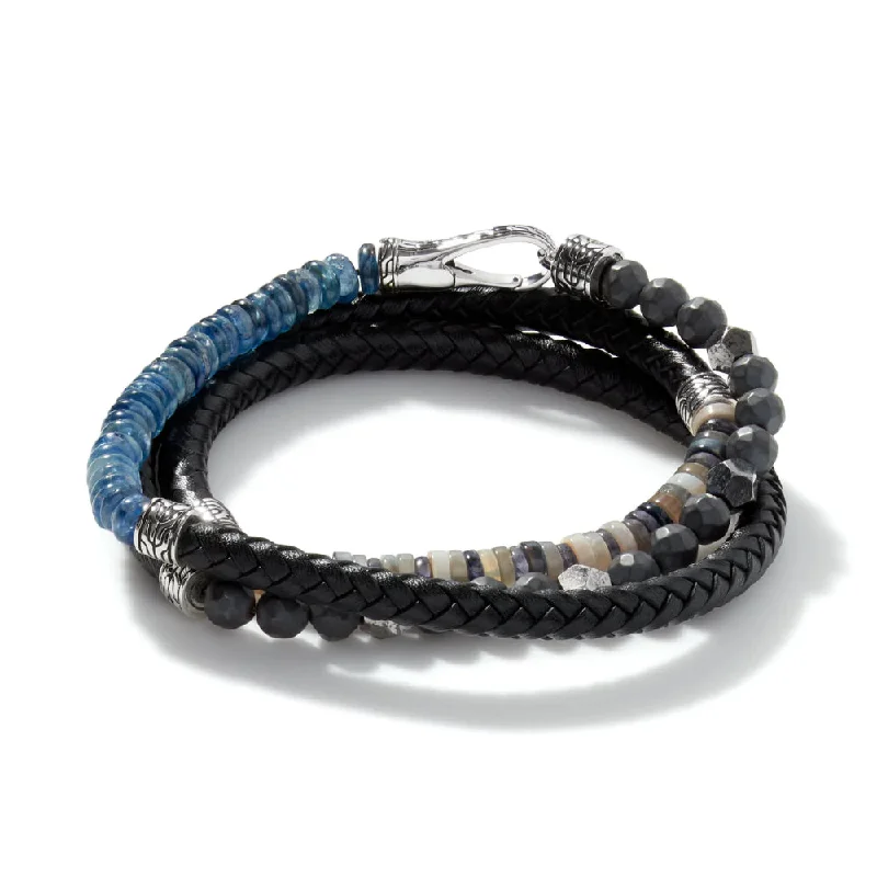 John Hardy Triple Wrap Gemstone Leather Bracelet