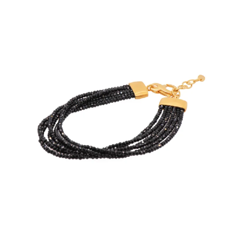 Joyla 6 Strand Black Spinel Bracelet