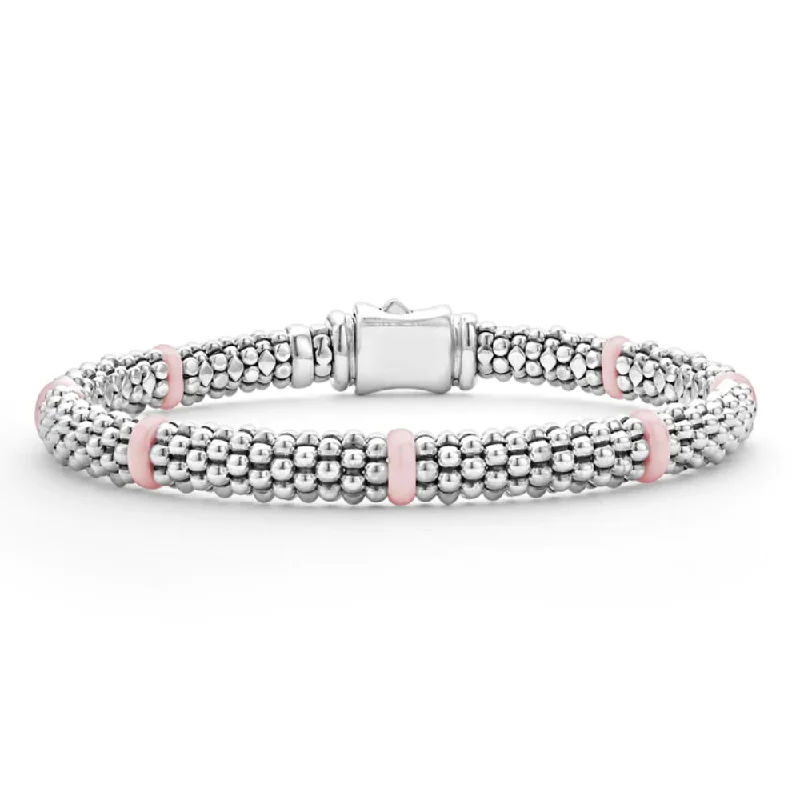 Lagos Pink Caviar Ceramic Station Caviar Bracelet, 6mm