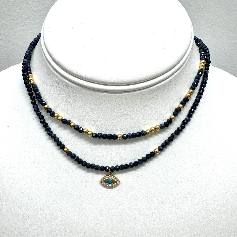 Gold And Lapis Faceted Bead Chokers