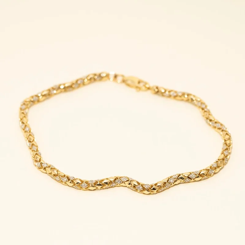 Mens Diamond Link Chain Bracelet in 14kt Yellow Gold (5/8ct tw)