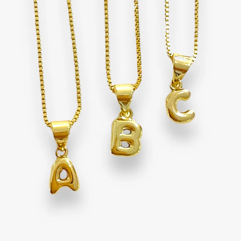 Mini Gold Bubble Initial Necklace