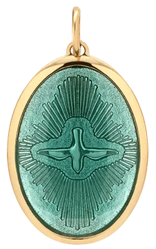 Mini Dove Pendant w/Teal Enamel, Gold Vermeil