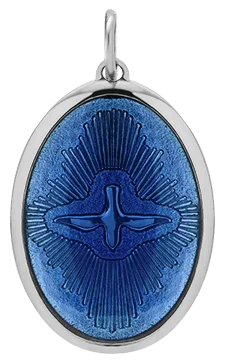 Mini Dove Pendant w/Blue Enamel, Sterling Silver