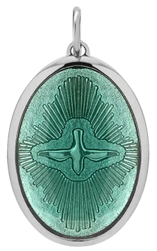 Mini Dove Pendant w/Teal Enamel, Sterling Silver