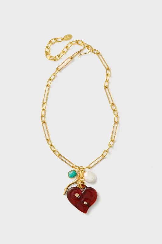 Multi Murano Heart Necklace