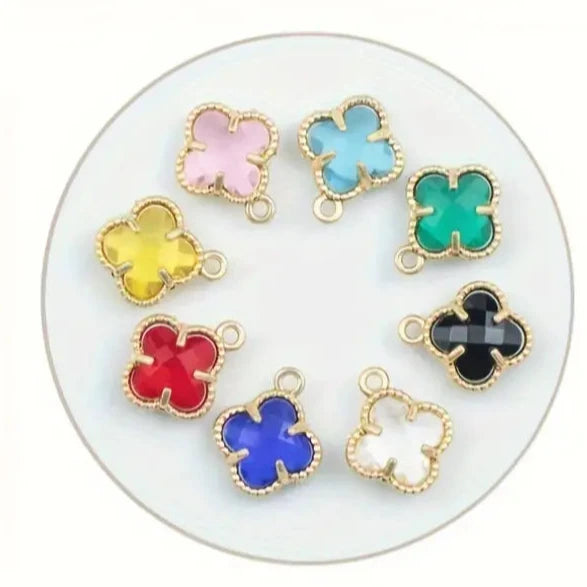 Multiple Colors Crystal Clover Charms