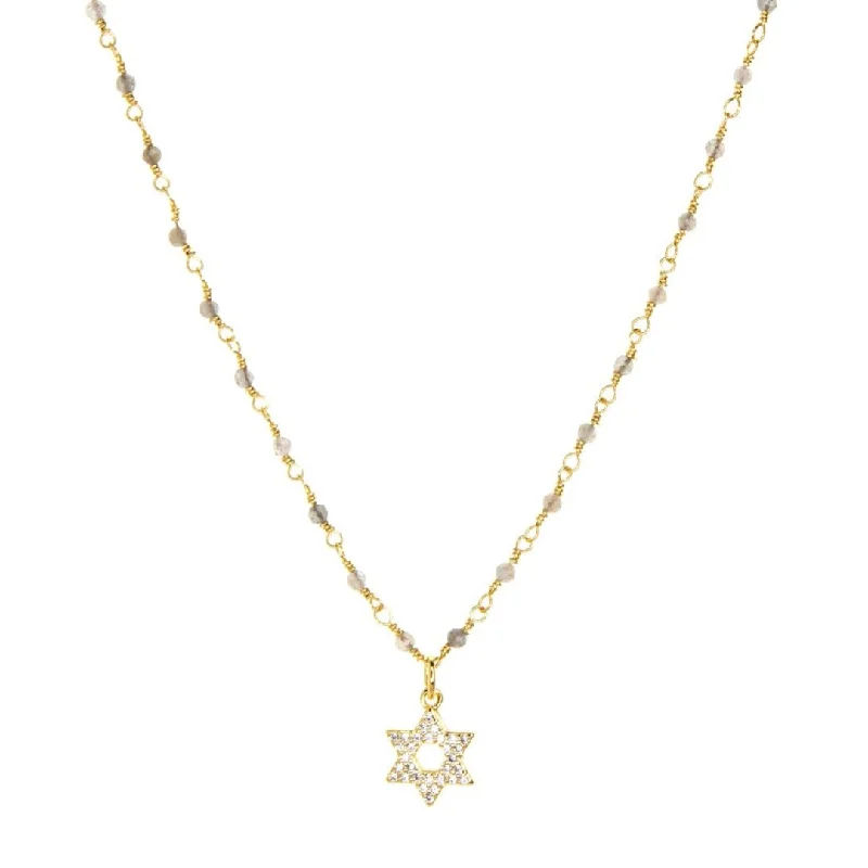 Labradorite Necklace With Cz Star Of David Charm