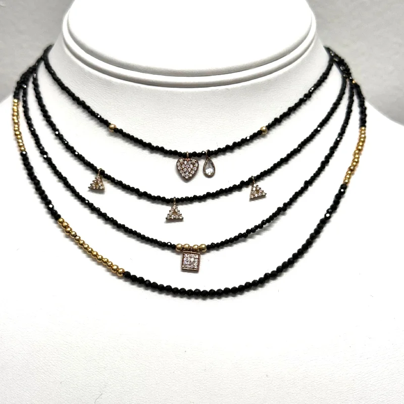 Onyx Faceted and Gold Chokers