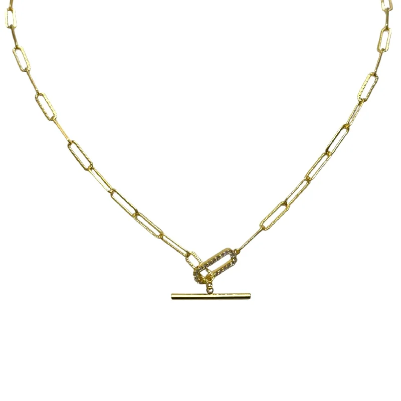 Paperclip CZ Toggle Necklace