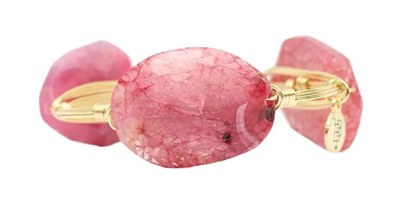 Pink Agate Bangle Bracelet