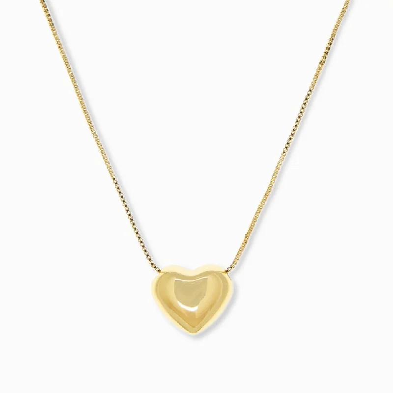 Adjustable Puffy Heart Charm Necklace